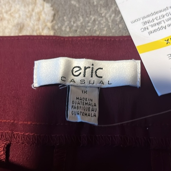 Eric casual wine colored pants. Stretchy. No pockets. New. Size 1X - Picture 4 of 7